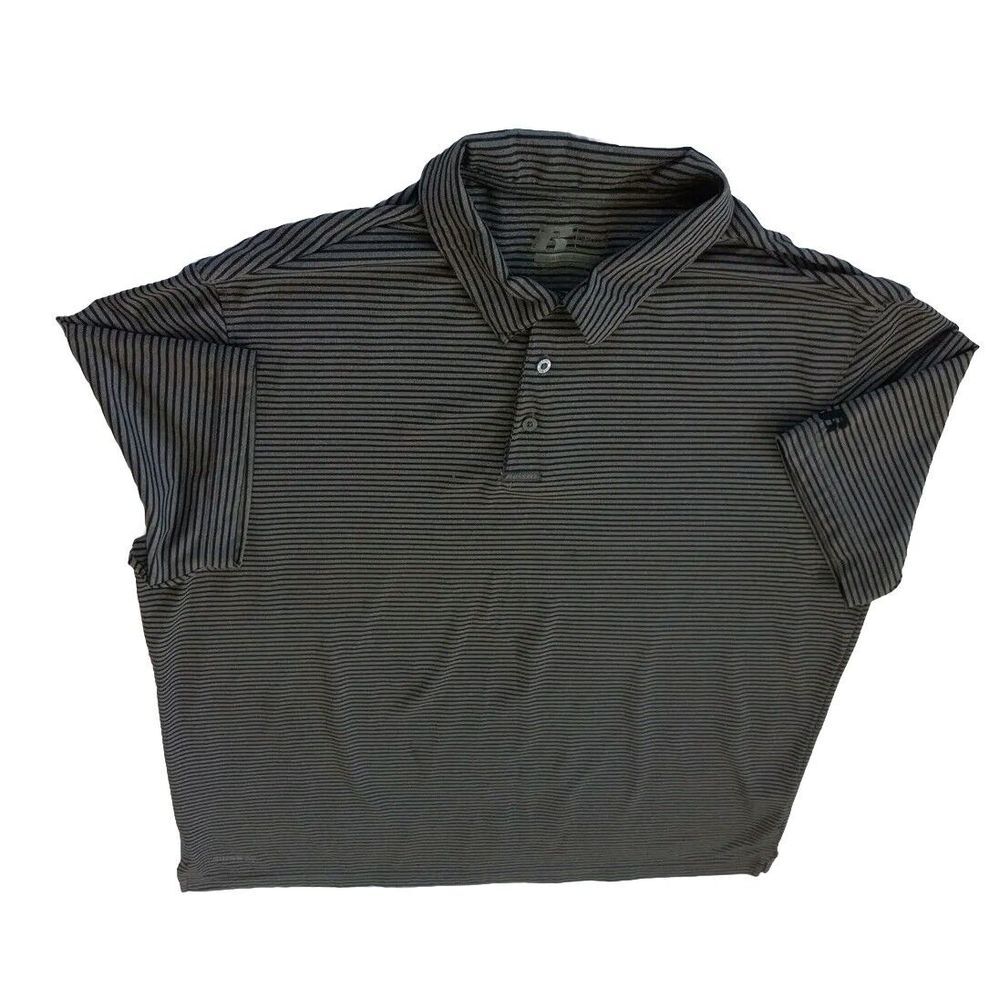 Russell Men XL Short Sleeve Outdoor Buttons Active Training Fit Polo Check Gray‎